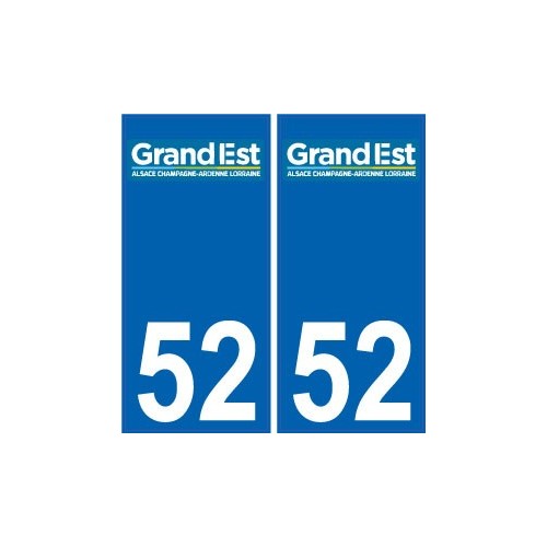 52 Haute-Marne autocollant plaque immatriculation auto département sticker Grand-Est nouveau logo