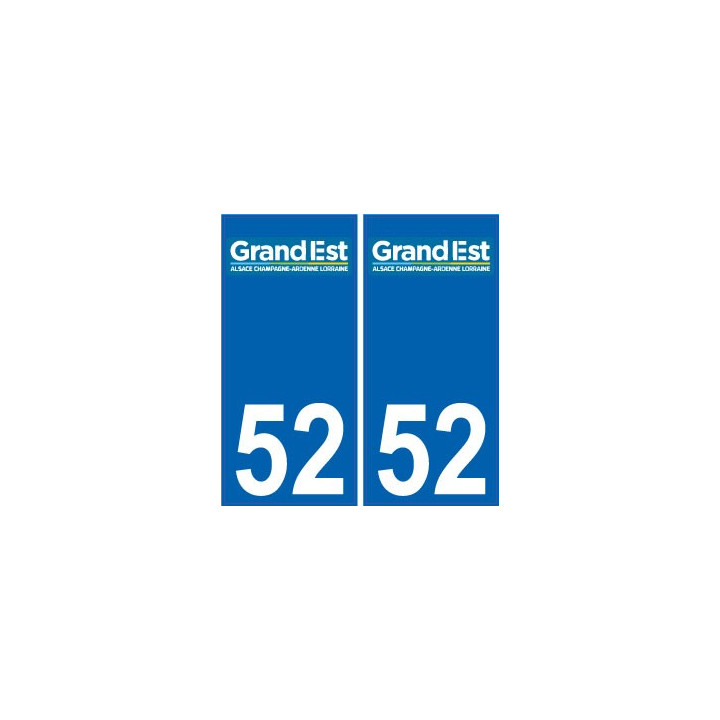 52 Haute-Marne autocollant plaque immatriculation auto département sticker Grand-Est nouveau logo