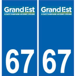 67 Bas-Rhin autocollant plaque immatriculation auto département sticker Grand-Est nouveau logo