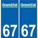 67 Bas-Rhin autocollant plaque immatriculation sticker auto département sticker Grand-Est nouveau logo
