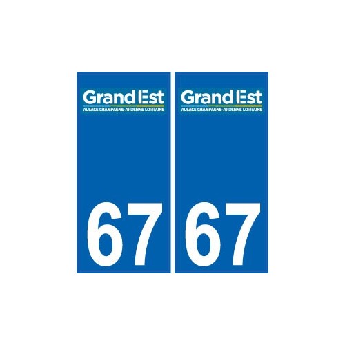 67 Bas-Rhin autocollant plaque immatriculation auto département sticker Grand-Est nouveau logo