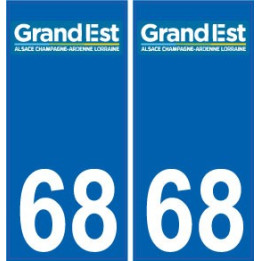 68 Haut-Rhin autocollant plaque immatriculation auto département sticker Grand-Est nouveau logo
