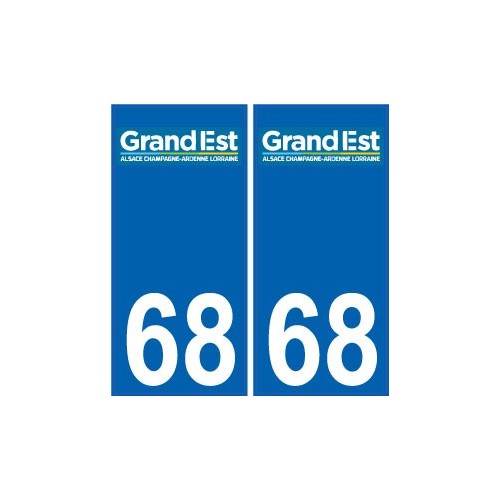 68 Haut-Rhin autocollant plaque immatriculation auto département sticker Grand-Est nouveau logo