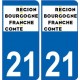 21 Côte d'Or autocollant plaque immatriculation auto département sticker Bourgogne-Franche-Comté nouveau logo