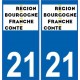21 Côte d'Or autocollant plaque immatriculation auto département sticker Bourgogne-Franche-Comté nouveau logo
