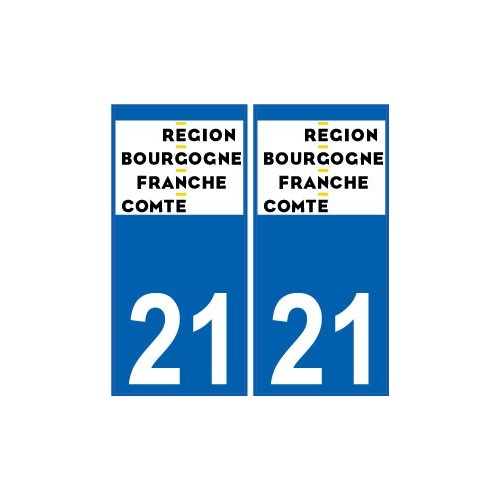 21 Côte d'Or autocollant plaque immatriculation auto département sticker Bourgogne-Franche-Comté nouveau logo