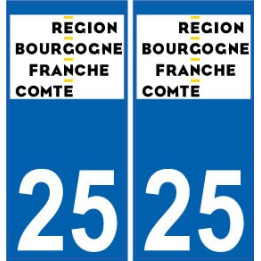 25 Doubs autocollant plaque immatriculation auto département sticker Bourgogne-Franche-Comté nouveau logo