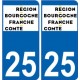 25 Doubs autocollant plaque immatriculation auto département sticker Bourgogne-Franche-Comté nouveau logo