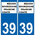 39 Jura aufkleber-typenschild-kennzeichen-auto-abteilung sticker Burgund-Franche-Comté neues logo