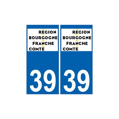 39 Jura autocollant plaque immatriculation auto département sticker Bourgogne-Franche-Comté nouveau logo