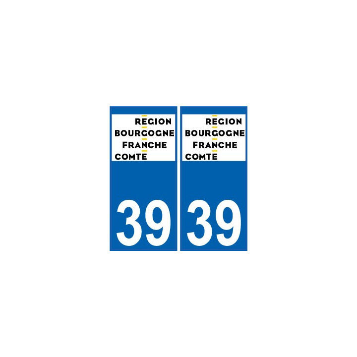 39 Jura autocollant plaque immatriculation auto département sticker Bourgogne-Franche-Comté nouveau logo