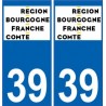 39 Jura autocollant plaque immatriculation auto département sticker Bourgogne-Franche-Comté nouveau logo