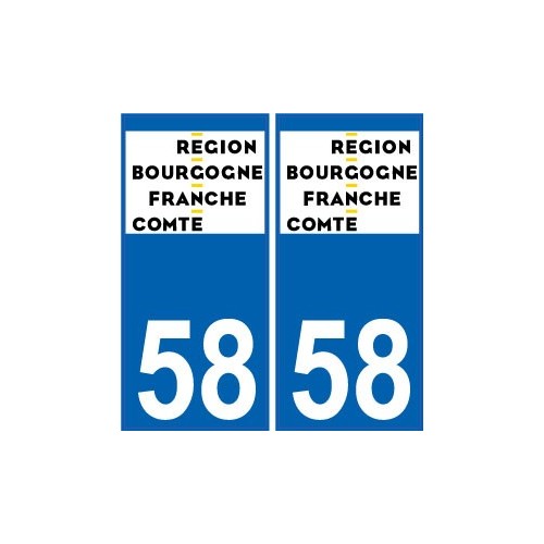 58 Nièvre autocollant plaque immatriculation auto département sticker Bourgogne-Franche-Comté nouveau logo