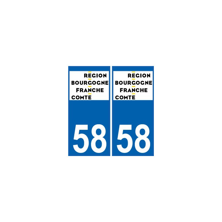 58 Nièvre autocollant plaque immatriculation auto département sticker Bourgogne-Franche-Comté nouveau logo