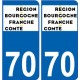 70 Haute-Saône autocollant plaque immatriculation auto département sticker Bourgogne-Franche-Comté nouveau logo