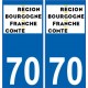 70 Haute-Saône autocollant plaque immatriculation auto département sticker Bourgogne-Franche-Comté nouveau logo