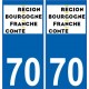 70 Haute-Saône autocollant plaque immatriculation auto département sticker Bourgogne-Franche-Comté nouveau logo