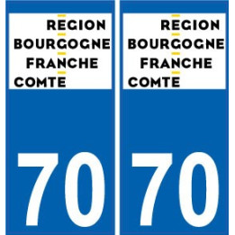 70 Haute-Saône autocollant plaque immatriculation auto département sticker Bourgogne-Franche-Comté nouveau logo