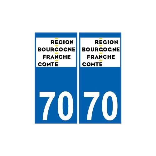 70 Haute-Saône autocollant plaque immatriculation auto département sticker Bourgogne-Franche-Comté nouveau logo
