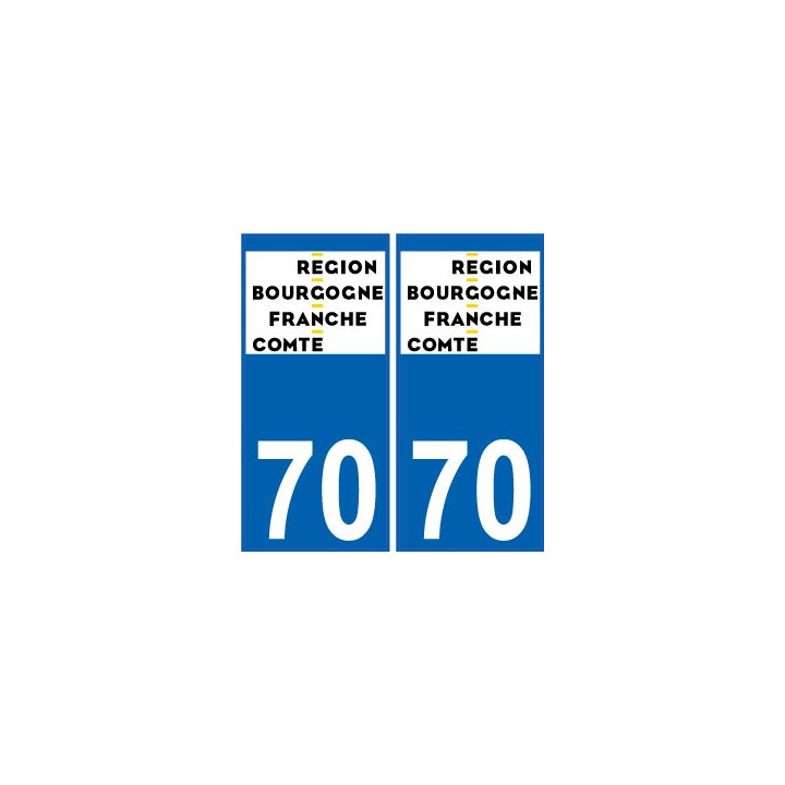 70 Haute-Saône autocollant plaque immatriculation auto département sticker Bourgogne-Franche-Comté nouveau logo