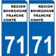 71 Saône-et-Loire autocollant plaque immatriculation auto département sticker Bourgogne-Franche-Comté nouveau logo