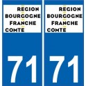 71 Saône-et-Loire autocollant plaque immatriculation auto département sticker Bourgogne-Franche-Comté nouveau logo
