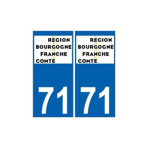 71 Saône-et-Loire autocollant plaque immatriculation auto département sticker Bourgogne-Franche-Comté nouveau logo