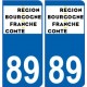 89 Yonne autocollant plaque immatriculation auto département sticker Bourgogne-Franche-Comté nouveau logo
