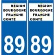 89 Yonne autocollant plaque immatriculation auto département sticker Bourgogne-Franche-Comté nouveau logo