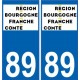 89 Yonne autocollant plaque immatriculation auto département sticker Bourgogne-Franche-Comté nouveau logo