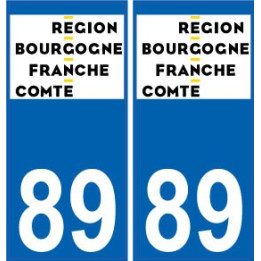 89 Yonne autocollant plaque immatriculation auto département sticker Bourgogne-Franche-Comté nouveau logo