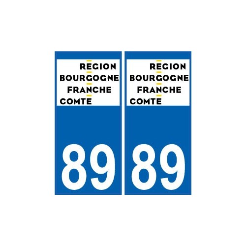 89 Yonne autocollant plaque immatriculation auto département sticker Bourgogne-Franche-Comté nouveau logo