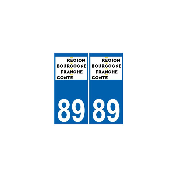 89 Yonne autocollant plaque immatriculation auto département sticker Bourgogne-Franche-Comté nouveau logo
