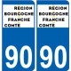 90 Territoire de Belfort autocollant plaque immatriculation auto département sticker Bourgogne-Franche-Comté nouveau logo