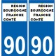 90 Territoire de Belfort autocollant plaque immatriculation auto département sticker Bourgogne-Franche-Comté nouveau logo