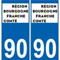 90 Territoire de Belfort autocollant plaque immatriculation auto département sticker Bourgogne-Franche-Comté nouveau logo