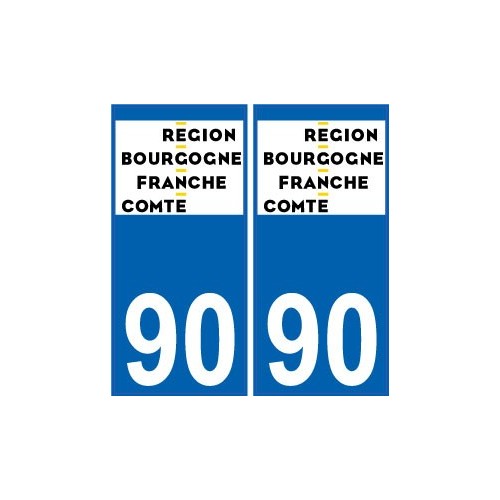 90 Territoire de Belfort autocollant plaque immatriculation auto département sticker Bourgogne-Franche-Comté nouveau logo