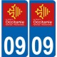 09 Ariège autocollant plaque immatriculation auto département sticker Occitanie nouveau logo