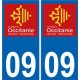 09 Ariège autocollant plaque immatriculation auto département sticker Occitanie nouveau logo