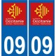09 Ariège autocollant plaque immatriculation auto département sticker Occitanie nouveau logo
