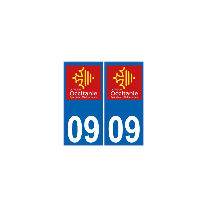 09 Ariège autocollant plaque immatriculation auto département sticker Occitanie nouveau logo