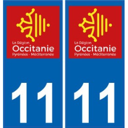 11 Aude autocollant plaque immatriculation auto département sticker Occitanie nouveau logo