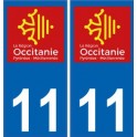 11 Aude adesivo targa di immatricolazione di auto dipartimento adesivo Occitania nuovo logo
