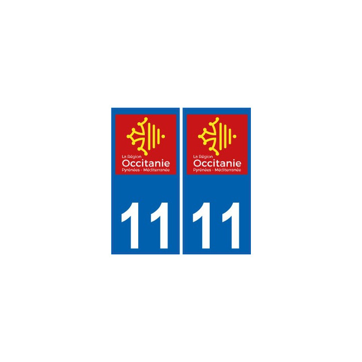11 Aude autocollant plaque immatriculation auto département sticker Occitanie nouveau logo