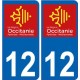 12 Aveyron autocollant plaque immatriculation auto département sticker Occitanie nouveau logo