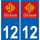 12 Aveyron autocollant plaque immatriculation auto département sticker Occitanie nouveau logo