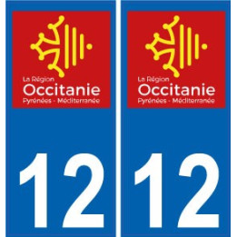 12 Aveyron autocollant plaque immatriculation auto département sticker Occitanie nouveau logo