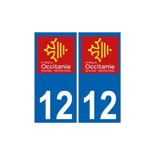 12 Aveyron autocollant plaque immatriculation auto département sticker Occitanie nouveau logo