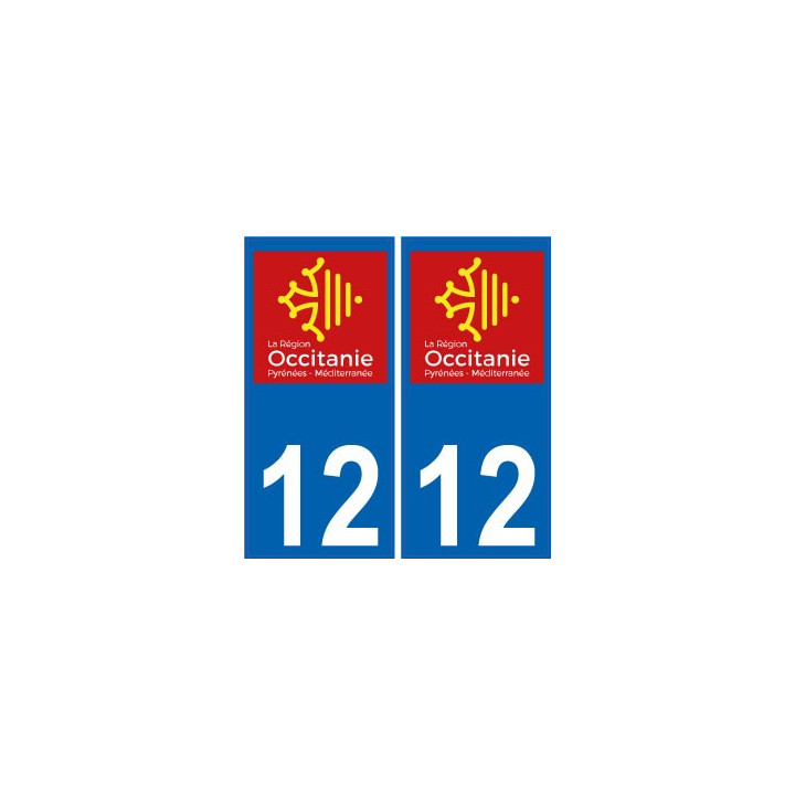 12 Aveyron autocollant plaque immatriculation auto département sticker Occitanie nouveau logo