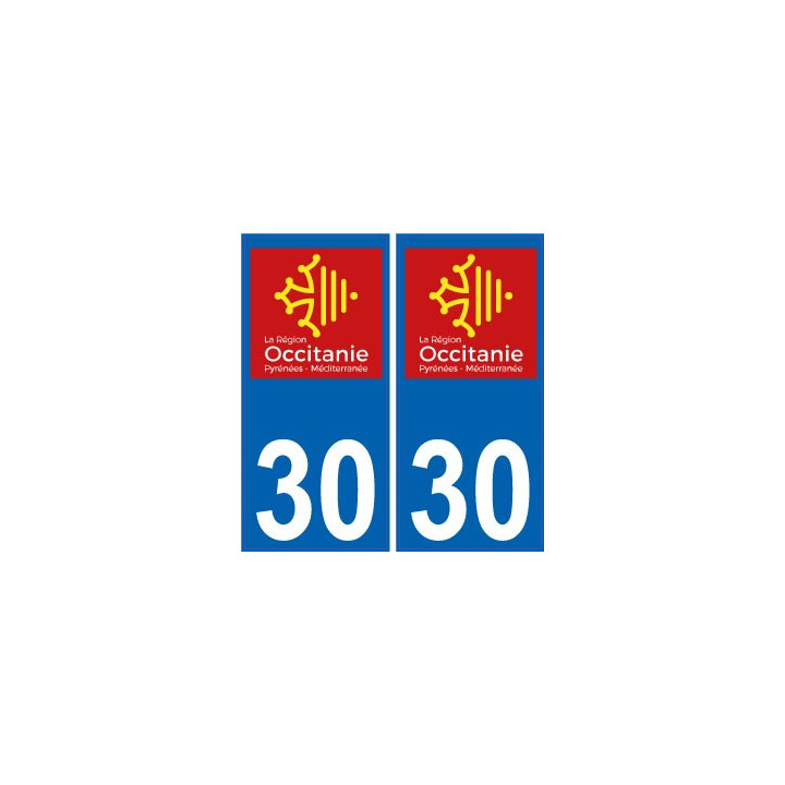 30 Gard autocollant plaque immatriculation auto département sticker Occitanie nouveau logo